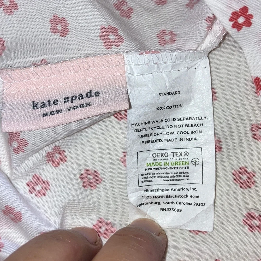 KATE SPADE New York Pink Daises Floral Pillowcase Cotton Standard Set of 2